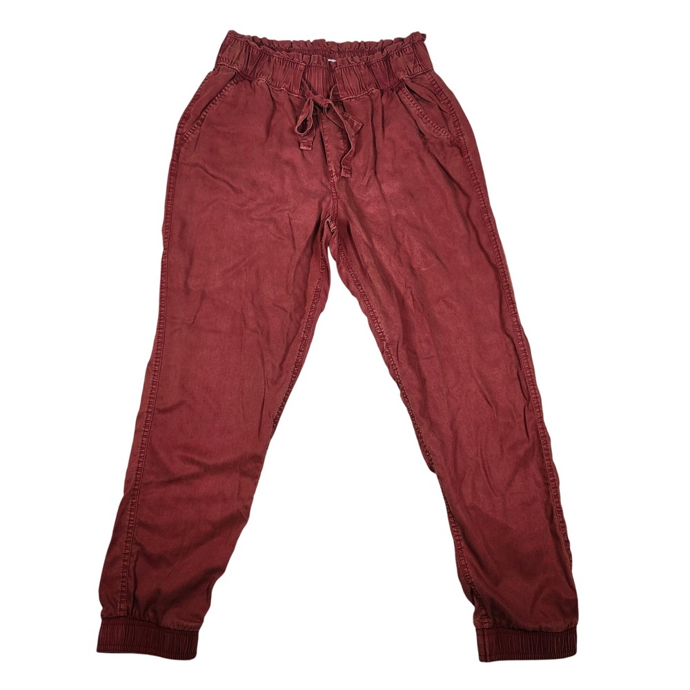 SO Jogger Pants High Rise Paperbag‎ Waist Rust Red Casual Medium